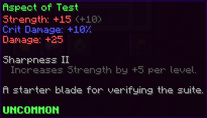 Sharpness II applied to a sword — the enchant lore shows stacked stat bonuses in red alongside base stats